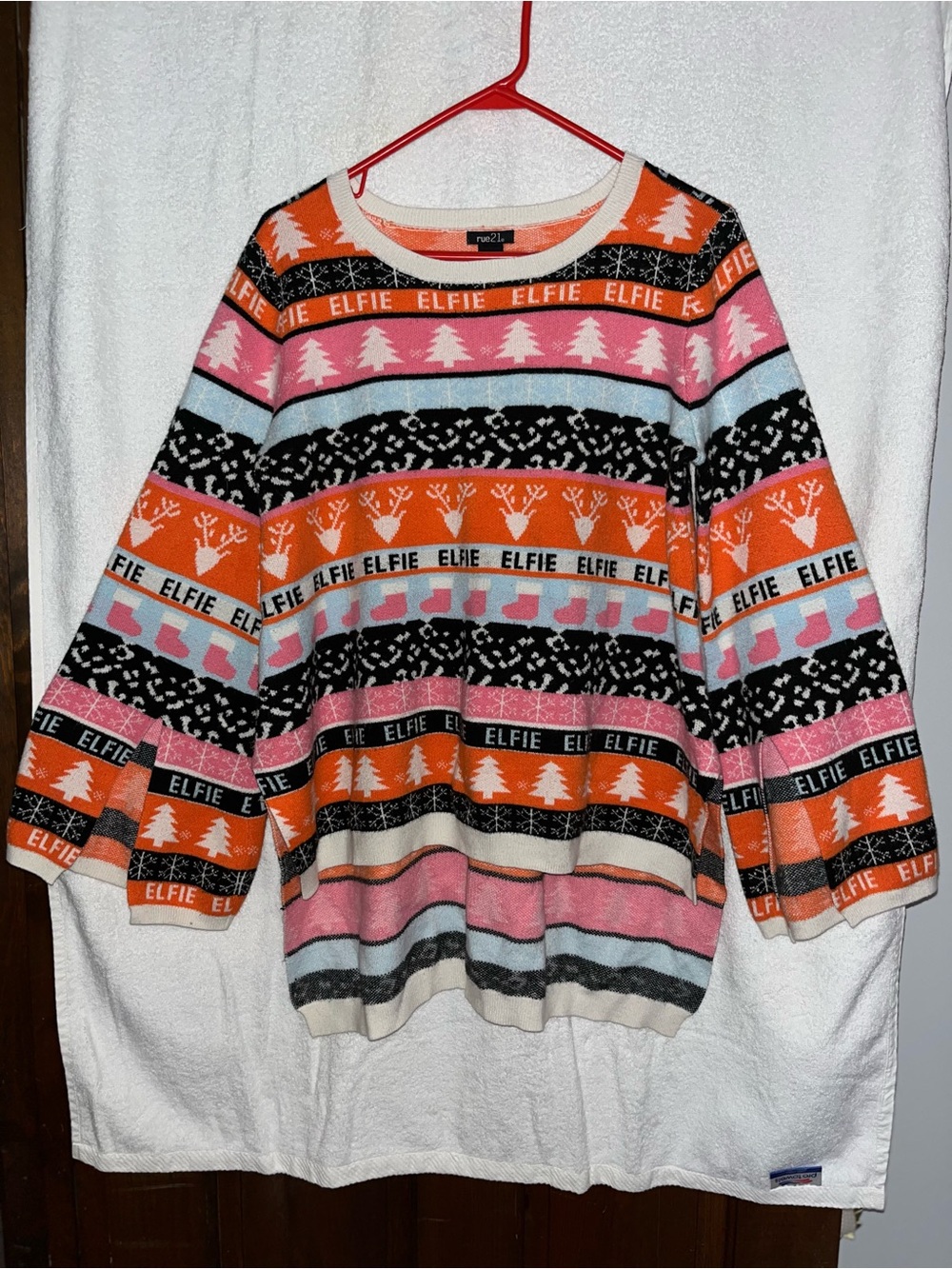 Rue21 Multicolor Holiday Knit Sweater - Pink & Orange